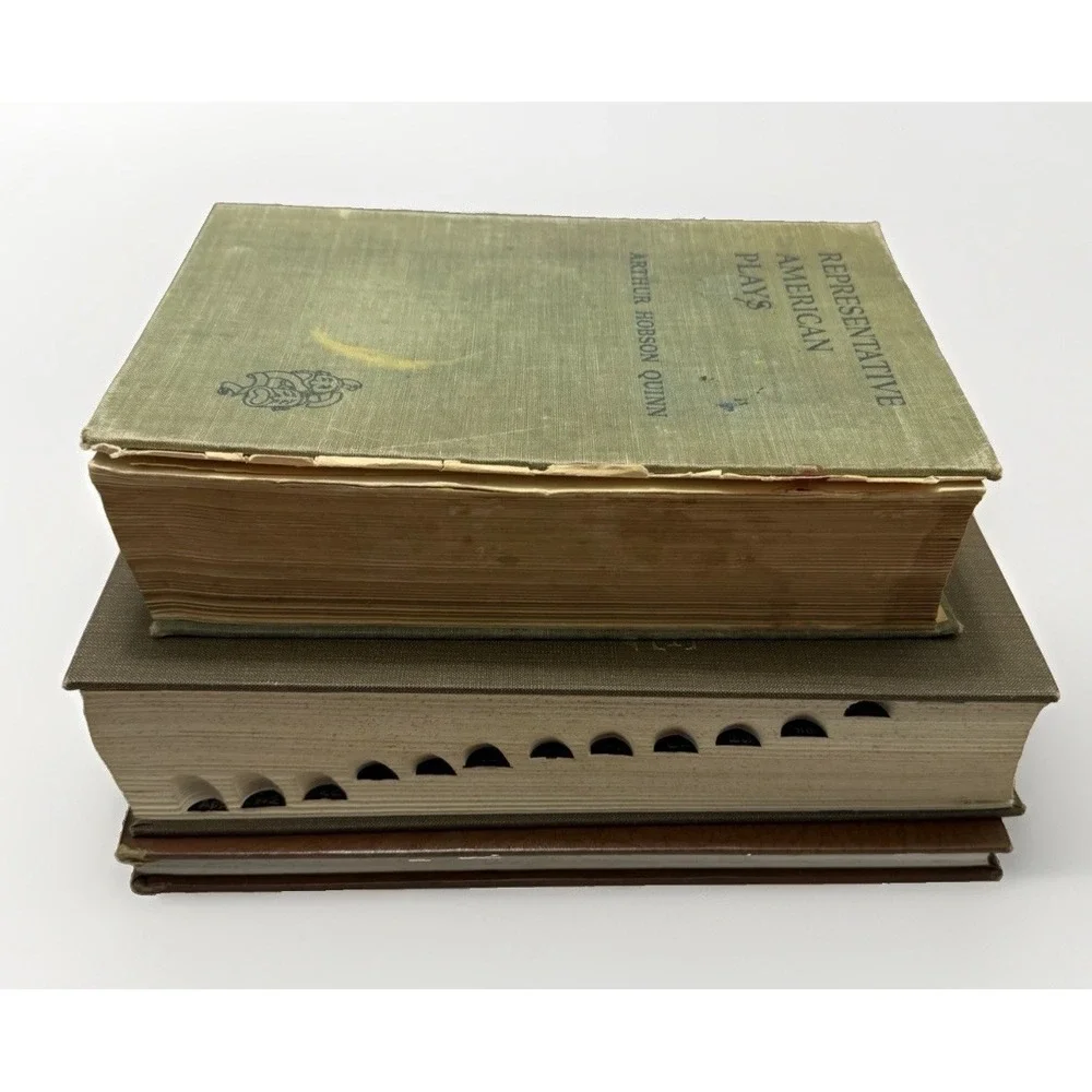 VTG Book LOT Dictionary Atlas Theater Books Old World Room Decor Retro MCM